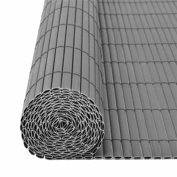Grote foto vidaxl tuinafscheiding dubbelzijdig 90x300 cm pvc grijs tuin en terras hekken en schuttingen