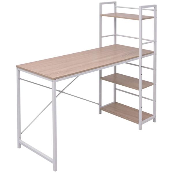 Grote foto vidaxl bureau met boekenkast 4 laags eikenkleurig huis en inrichting stoelen