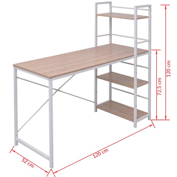 Grote foto vidaxl bureau met boekenkast 4 laags eikenkleurig huis en inrichting stoelen