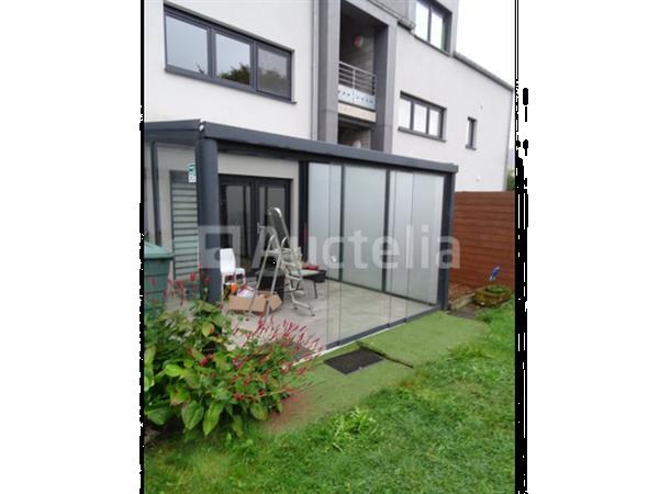 Grote foto antracietgrijze aluminium veranda in gelaagde beglazing 4 m x 3 75 m gedemonteerd op schragen doe het zelf en verbouw ijzerwaren en bevestigingsmiddelen