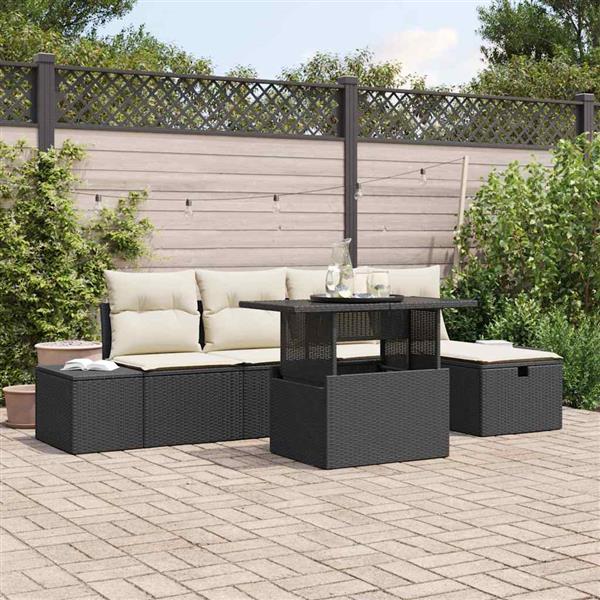 Grote foto vidaxl tuin sofa set 7 pcs zwart poly riet tuin en terras tuinmeubelen
