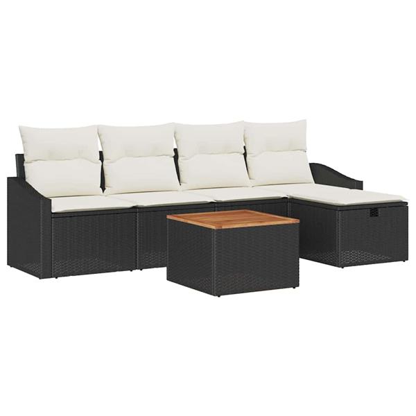 Grote foto vidaxl tuin sofa set met kussen met opslag 6 pcs zwart poly riet tuin en terras tuinmeubelen