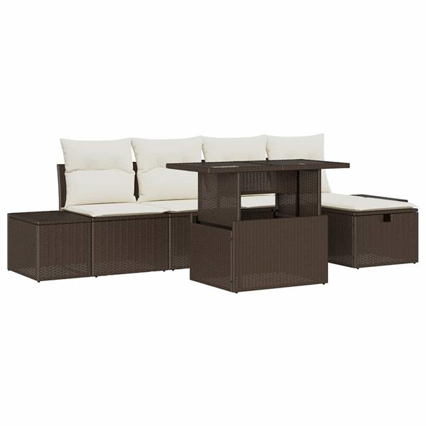 Grote foto vidaxl tuin sofa set 7 pcs bruin poly riet tuin en terras tuinmeubelen