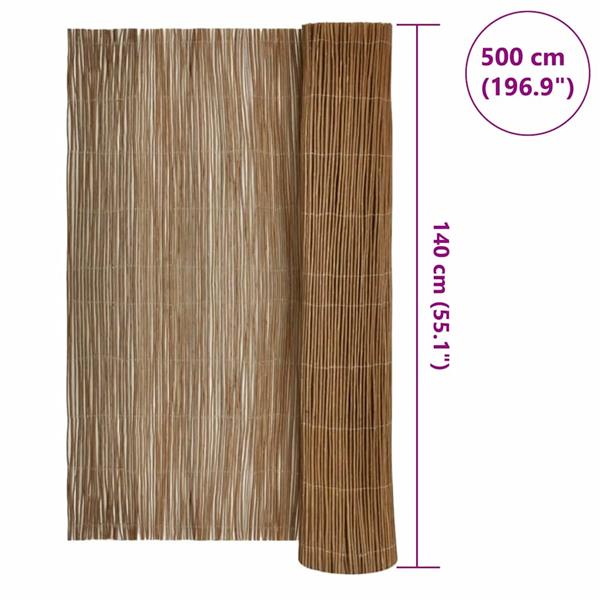 Grote foto vidaxl wilgen schutting bruin 140 x 500 cm tuin en terras hekken en schuttingen