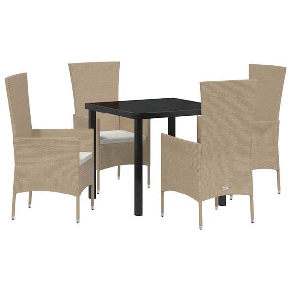 Grote foto vidaxl tuin eetset met kussen 5 pcs beige poly rattan tuin en terras tuinmeubelen