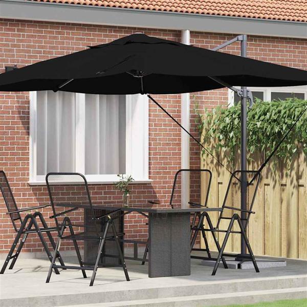 Grote foto vidaxl cantilever roma parasol zwart en zwart 352 x 251 x 260 cm tuin en terras overige tuin en terras