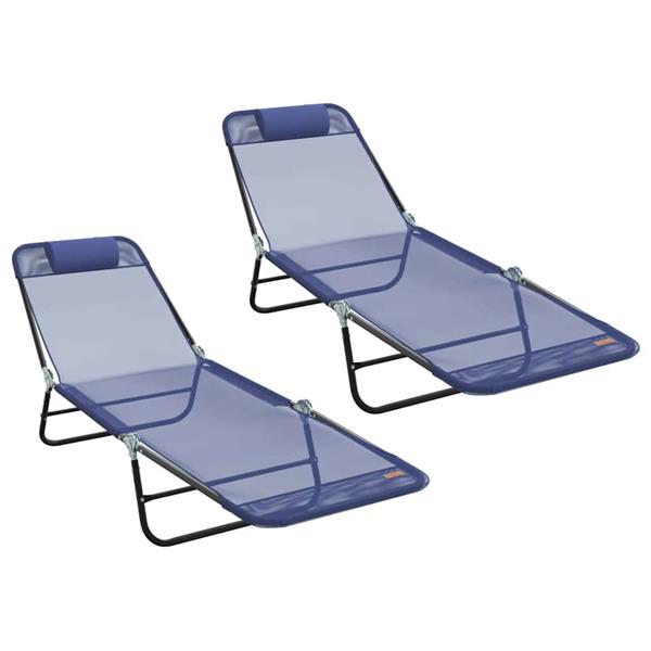 Grote foto vidaxl opvouwbare zonnebed 2 pcs marineblauw 182 x 55 x 85.5cm tuin en terras tuinmeubelen