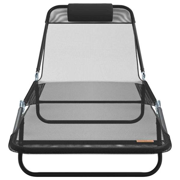 Grote foto vidaxl opvouwbare zonnebed 2 pcs zwart 182 x 55 x 85.5cm textileen tuin en terras tuinmeubelen