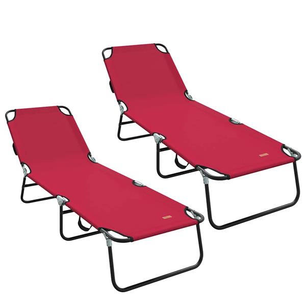 Grote foto vidaxl opvouwbare zonnebed 2 persoon 2 pcs rood 56 x 189 x 87cm stof tuin en terras tuinmeubelen