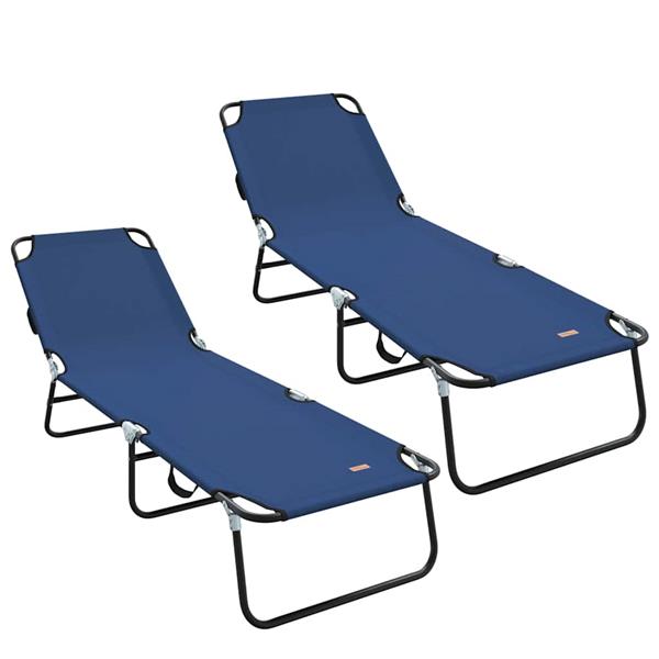 Grote foto vidaxl opvouwbare zonnebed 2 persoon 2 pcs blauw 56 x 189 x 87cm stof tuin en terras tuinmeubelen