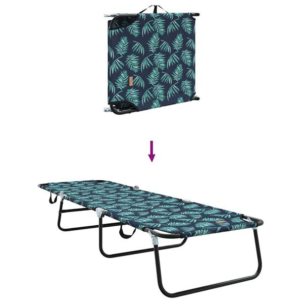 Grote foto vidaxl opvouwbare zonnebed met kussen groen 56 x 189 x 87cm stof tuin en terras tuinmeubelen