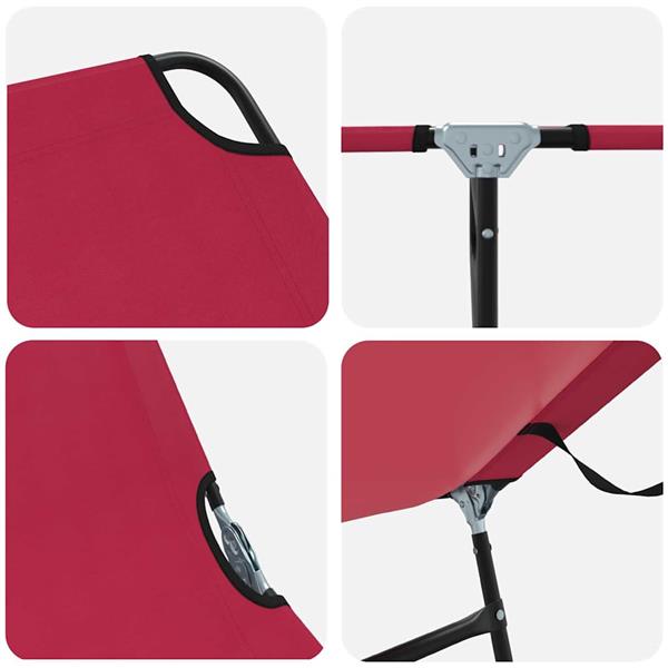 Grote foto vidaxl opvouwbare zonnebed 1 persoon rood 56 x 189 x 87cm stof tuin en terras tuinmeubelen