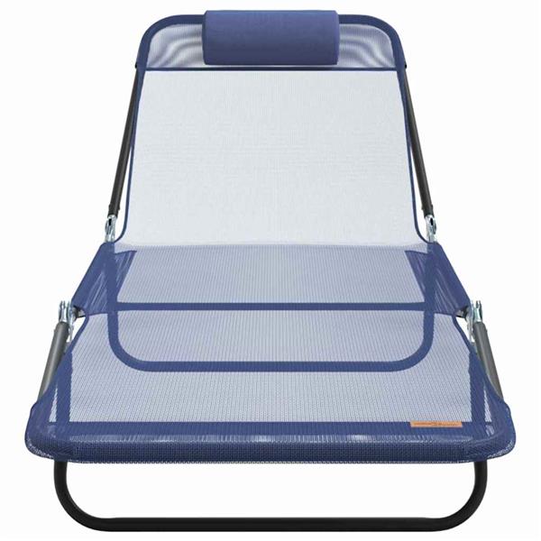 Grote foto vidaxl opvouwbare zonnebed 2 pcs marineblauw 182 x 55 x 85.5cm tuin en terras tuinmeubelen