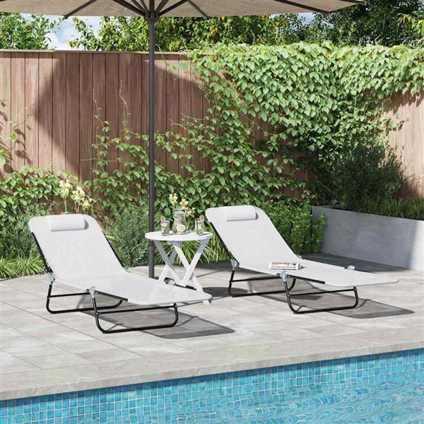 Grote foto vidaxl opvouwbare zonnebed 2 pcs cr me 182 x 55 x 85.5cm textileen tuin en terras tuinmeubelen