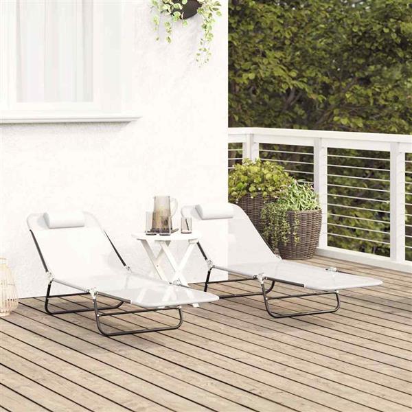 Grote foto vidaxl opvouwbare zonnebed 2 pcs cr me 182 x 55 x 85.5cm textileen tuin en terras tuinmeubelen