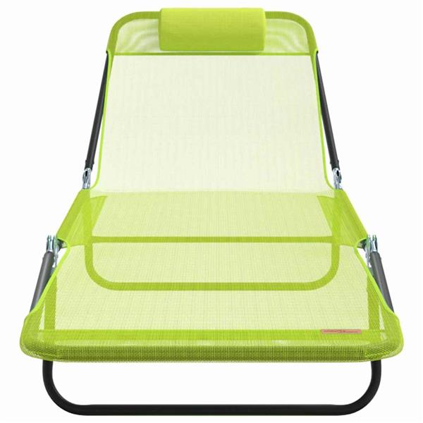 Grote foto vidaxl opvouwbare zonnebed 1 persoon groen 182 x 55 x 85.5cm metaal tuin en terras tuinmeubelen