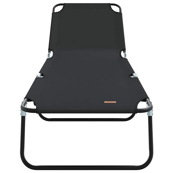 Grote foto vidaxl opvouwbare zonnebed 2 persoon 2 pcs zwart 56 x 189 x 87cm stof tuin en terras tuinmeubelen