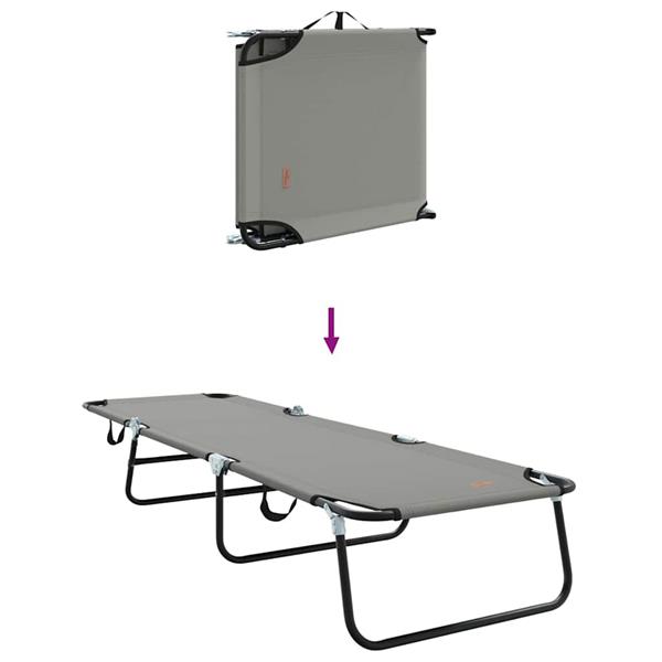 Grote foto vidaxl opvouwbare zonnebed 1 persoon grijs 56 x 189 x 87cm stof tuin en terras tuinmeubelen