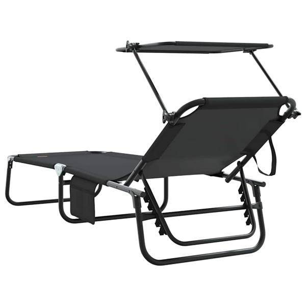 Grote foto vidaxl opvouwbare zonnebed 2 persoon 2 pcs zwart 56 x 190 x 81cm stof tuin en terras tuinmeubelen