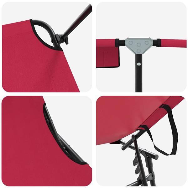 Grote foto vidaxl opvouwbare zonnebed met kussen rood 56 x 190 x 81cm stof tuin en terras tuinmeubelen