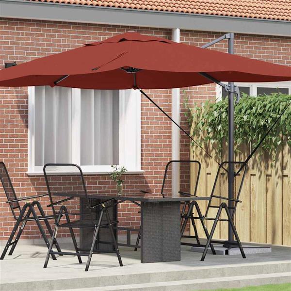 Grote foto vidaxl cantilever roma parasol rood en zwart 352 x 251 x 260 cm tuin en terras overige tuin en terras