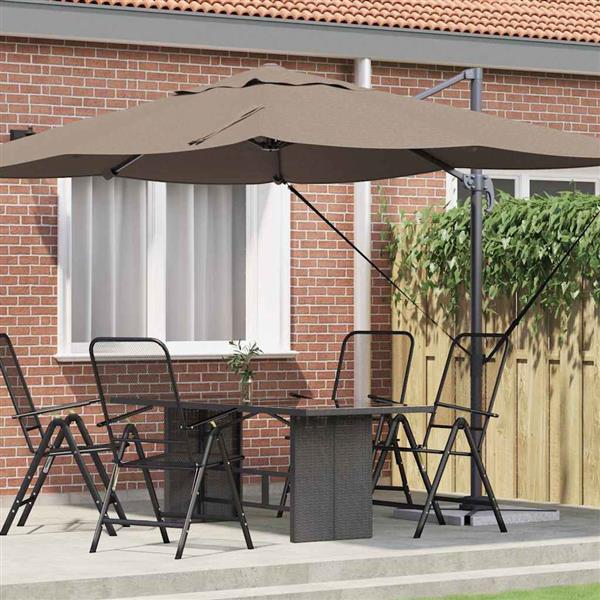 Grote foto vidaxl parasol taupe 351 x 250 x 260 cm polyester en aluminium tuin en terras overige tuin en terras