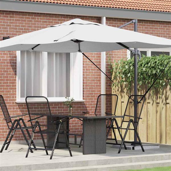 Grote foto vidaxl parasol zand 351 x 250 x 260 cm polyester en aluminium tuin en terras overige tuin en terras
