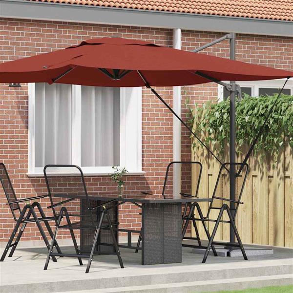Grote foto vidaxl roma parasol rood 286 x 285 x 265 cm polyester en aluminium tuin en terras overige tuin en terras
