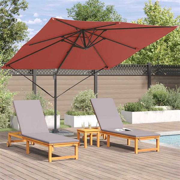 Grote foto vidaxl roma parasol rood 286 x 284 x 265 cm aluminium en polyester tuin en terras overige tuin en terras