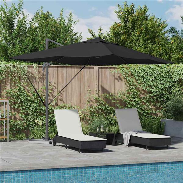 Grote foto vidaxl parasol zwart 352 x 251 x 265 cm polyester en aluminium tuin en terras overige tuin en terras