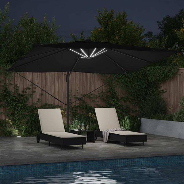 Grote foto vidaxl parasol zwart 352 x 251 x 265 cm polyester en aluminium tuin en terras overige tuin en terras
