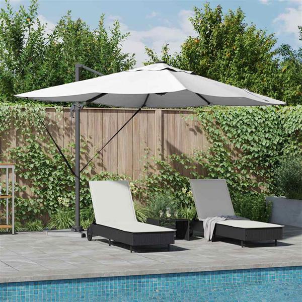 Grote foto vidaxl parasol met slot zand 352 x 251 x 265 cm polyester en aluminium tuin en terras overige tuin en terras