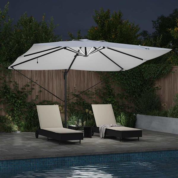 Grote foto vidaxl parasol met slot zand 352 x 251 x 265 cm polyester en aluminium tuin en terras overige tuin en terras