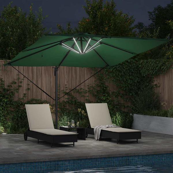 Grote foto vidaxl parasol groen 286 x 284 x 270 cm aluminium en polyester tuin en terras overige tuin en terras