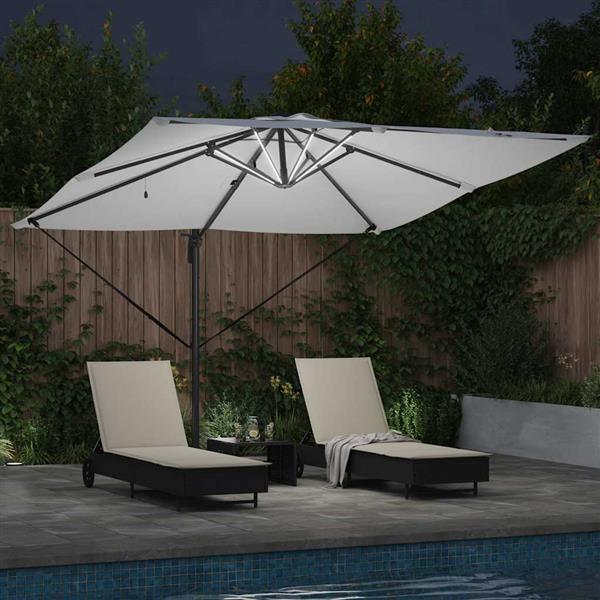 Grote foto vidaxl parasol zand 286 x 284 x 270 cm aluminium en polyester tuin en terras overige tuin en terras