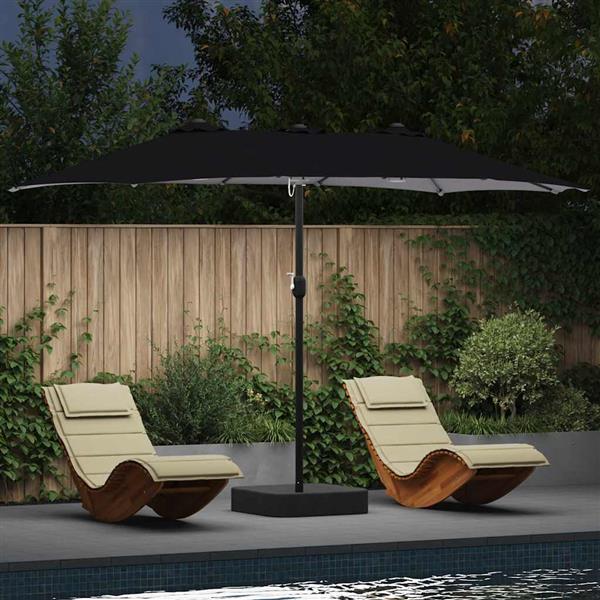 Grote foto vidaxl tuinparasol zwart 385 x 209 x 244 cm stof tuin en terras overige tuin en terras