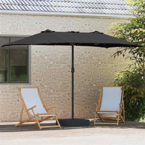 Grote foto vidaxl tuinparasol zwart 385 x 209 x 244 cm stof tuin en terras overige tuin en terras