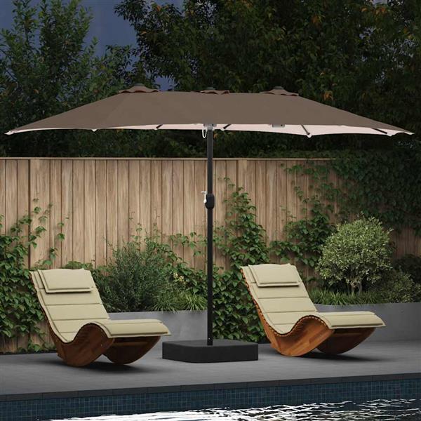Grote foto vidaxl tuinparasol taupe 385 x 209 x 244 cm stof tuin en terras overige tuin en terras