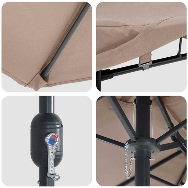 Grote foto vidaxl tuinparasol taupe 385 x 209 x 244 cm stof tuin en terras overige tuin en terras