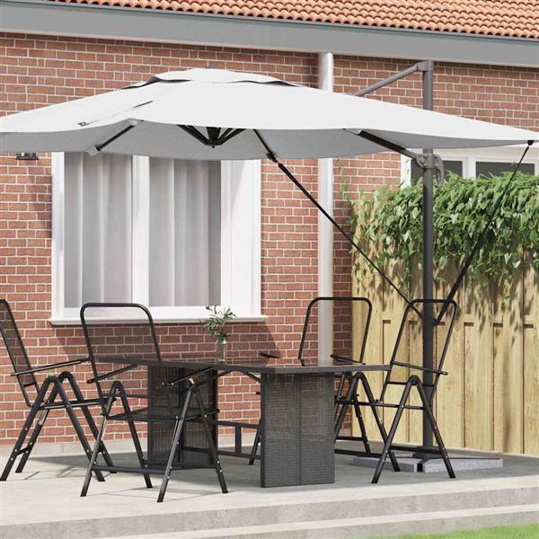 Grote foto vidaxl roma parasol beige 286 x 285 x 265 cm polyester en aluminium tuin en terras overige tuin en terras