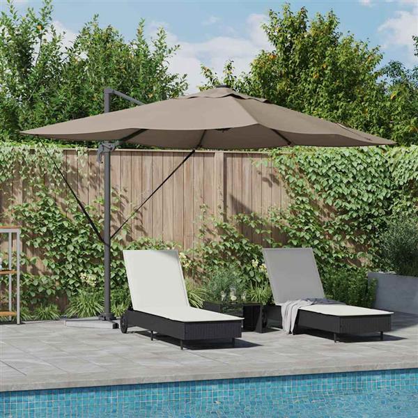 Grote foto vidaxl cantilever roma parasol taupe en zwart 352 x 251 x 265 cm tuin en terras overige tuin en terras