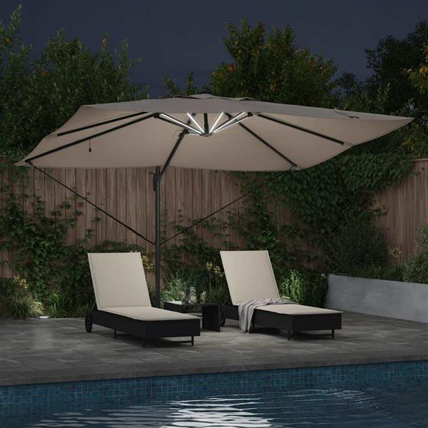 Grote foto vidaxl cantilever roma parasol taupe en zwart 352 x 251 x 265 cm tuin en terras overige tuin en terras