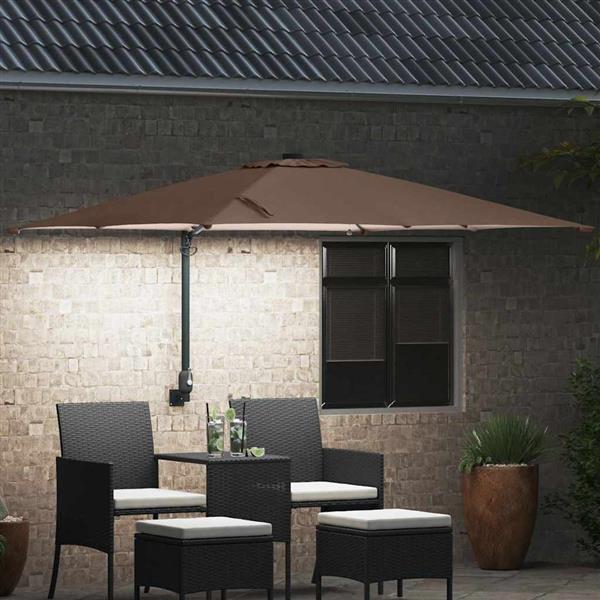 Grote foto vidaxl tuinparasol taupe 248 5 x 247 5 x 160 cm polyester en staal tuin en terras overige tuin en terras