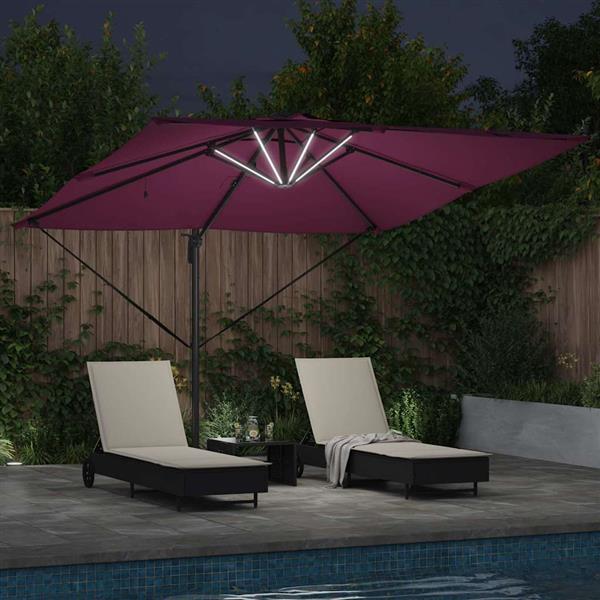Grote foto vidaxl parasol bordeauxrood 286 x 285 x 270 cm aluminium tuin en terras overige tuin en terras