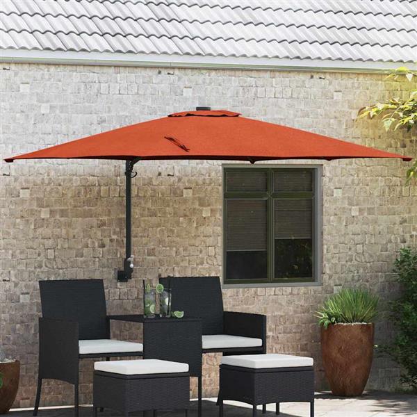 Grote foto vidaxl tuinparasol rood en zwart 248.5 x 247.5 x 160 cm tuin en terras overige tuin en terras