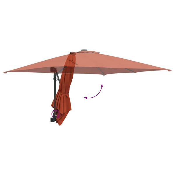 Grote foto vidaxl tuinparasol rood en zwart 248.5 x 247.5 x 160 cm tuin en terras overige tuin en terras