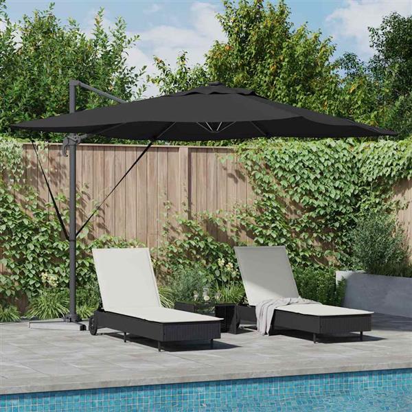 Grote foto vidaxl parasol zwart 286 x 284 x 270 cm aluminium en polyester tuin en terras overige tuin en terras