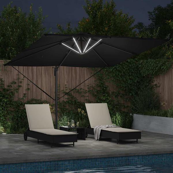 Grote foto vidaxl parasol zwart 286 x 284 x 270 cm aluminium en polyester tuin en terras overige tuin en terras