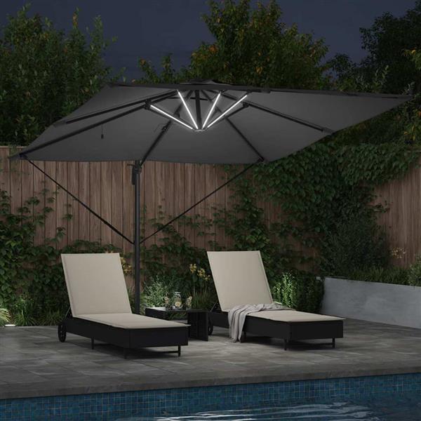 Grote foto vidaxl parasol antraciet 286 x 284 x 270 cm aluminium en polyester tuin en terras overige tuin en terras