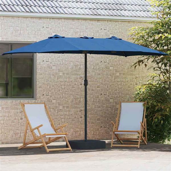 Grote foto vidaxl tuinparasol blauw 385 x 209 x 244 cm stof tuin en terras overige tuin en terras